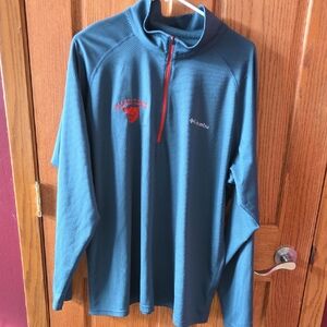 Columbia Teal and Red Quarter-Zip Top